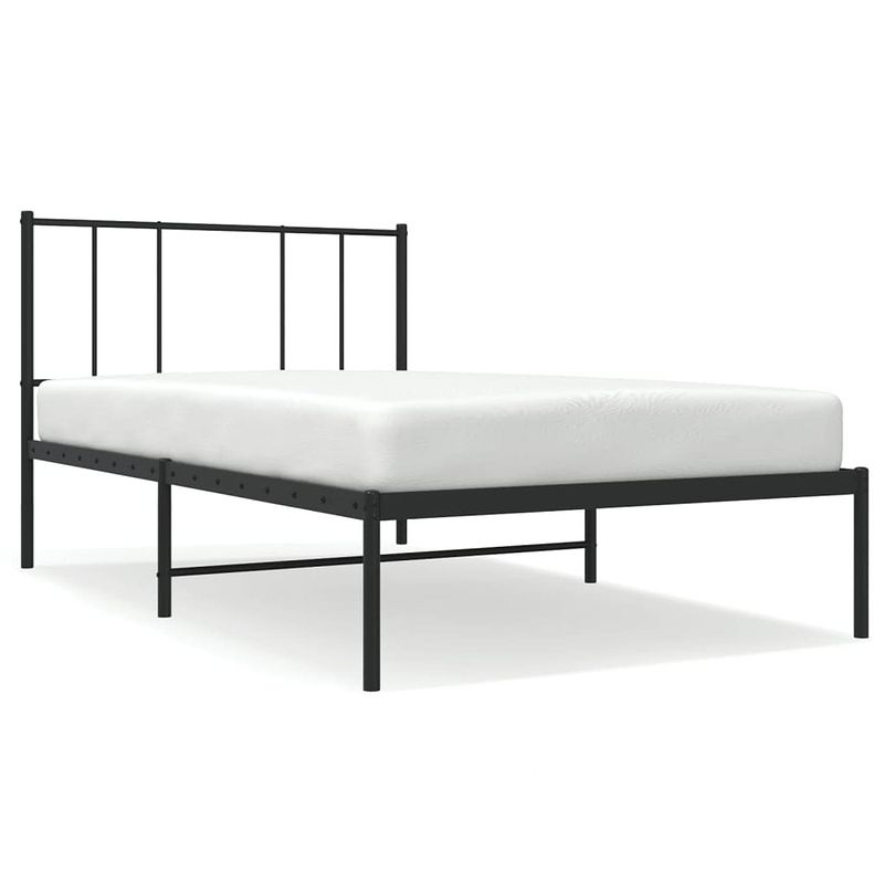 Foto van The living store bedframe metaal - klassiek - 196x80x90 cm - zwart