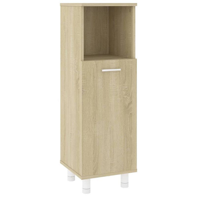 Foto van The living store badkaast - sonoma eiken - 30 x 30 x 95 cm - 3 schappen - 1 deur