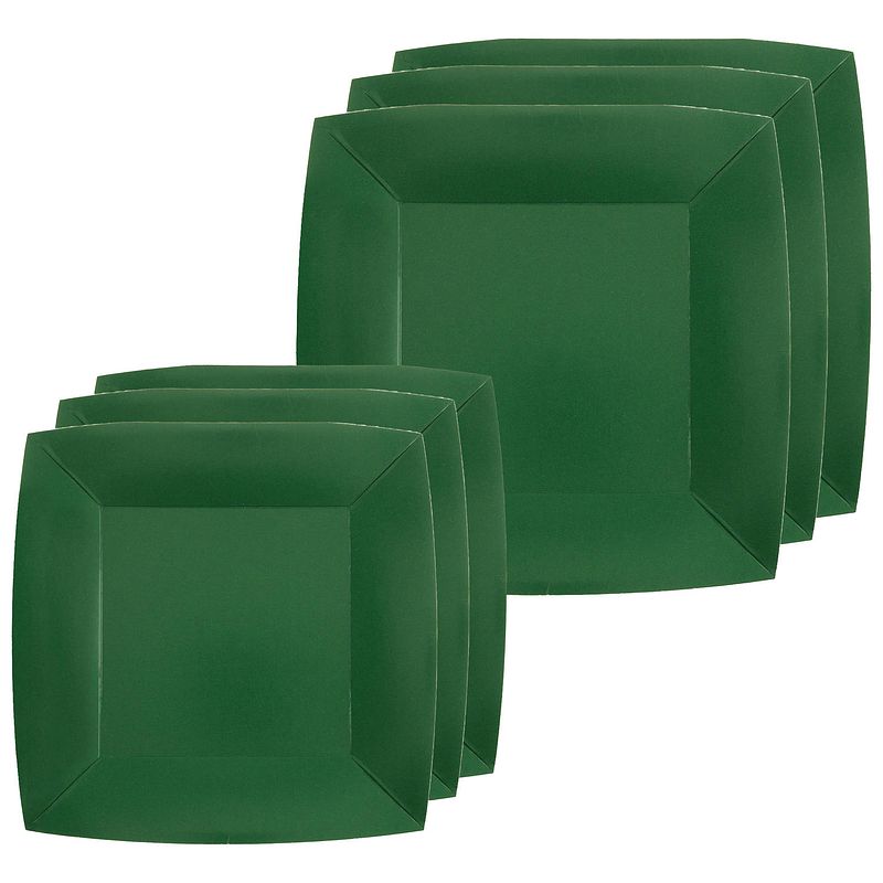 Foto van Feest/verjaardag bordjes set - 40x stuks - donker groen - 18 cm en 23 cm - feestbordjes