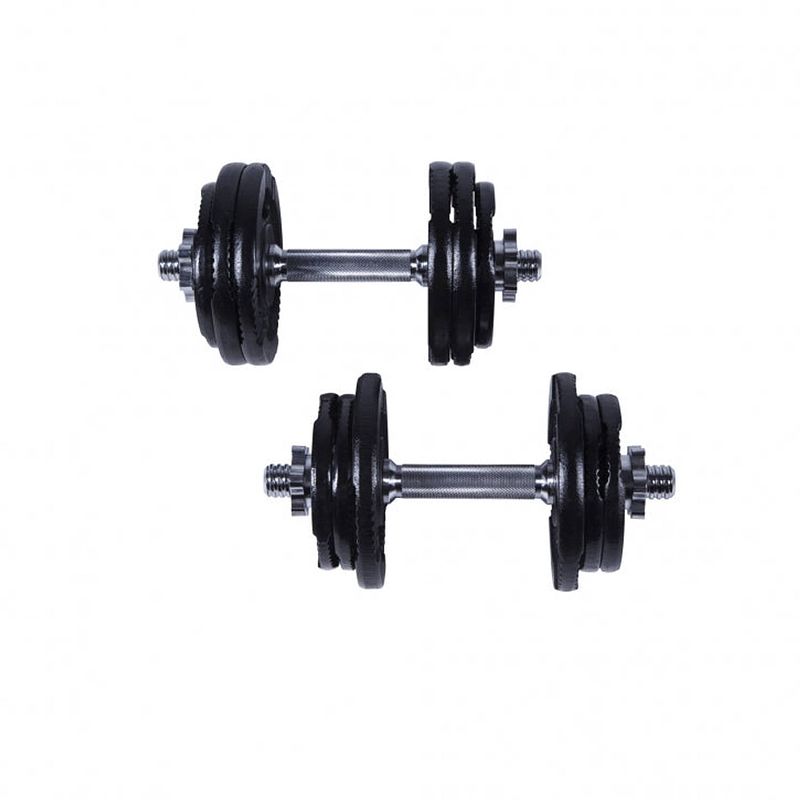 Foto van Gorilla sports dumbellset 27,5 kg - halterset - gripper gietijzer - zwart - 30 mm