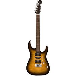 Foto van Charvel mj series dk24 hsh 2pt w flame maple antique burst elektrische gitaar met hardshell gigbag