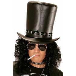Foto van Halloween - zwarte slash hoge lederlook hoeden - verkleedhoofddeksels