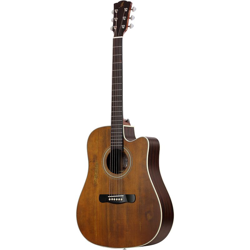 Foto van Merida guitars junior series j1dc open pore vintage westerngitaar met torrefied solid sitka spruce top