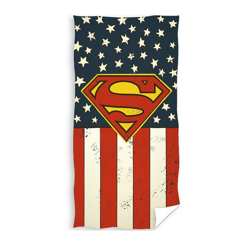 Foto van Superman met amerikaanse vlag badhanddoek 70 x 140 cm - badhanddoek