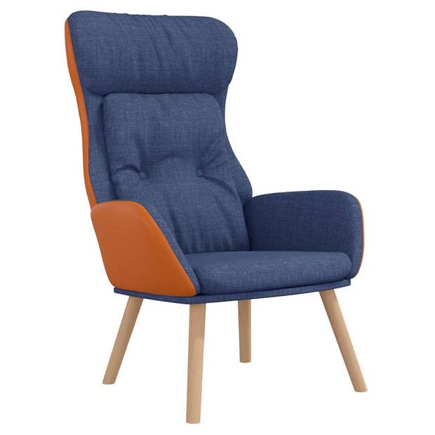 Foto van Vidaxl relaxstoel stof en pvc blauw