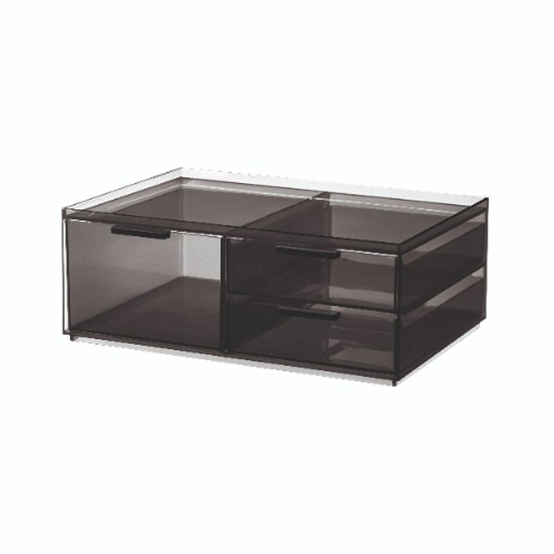 Foto van Idesign - make-up organizer, 3 lades, breed, 30.5 x 20.3 x 11.4 cm, smoke - idesign sarah tanno collection