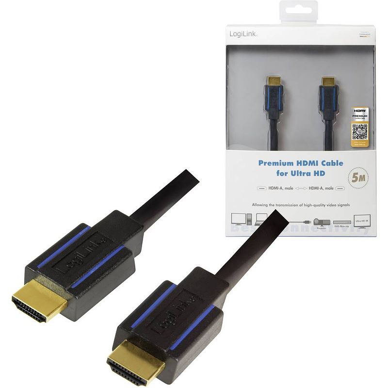 Foto van Logilink hdmi aansluitkabel hdmi-a stekker, hdmi-a stekker 5.00 m zwart chb006 hdmi-kabel