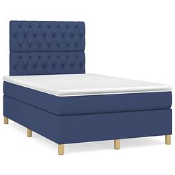 Foto van Vidaxl boxspring met matras stof blauw 120x200 cm