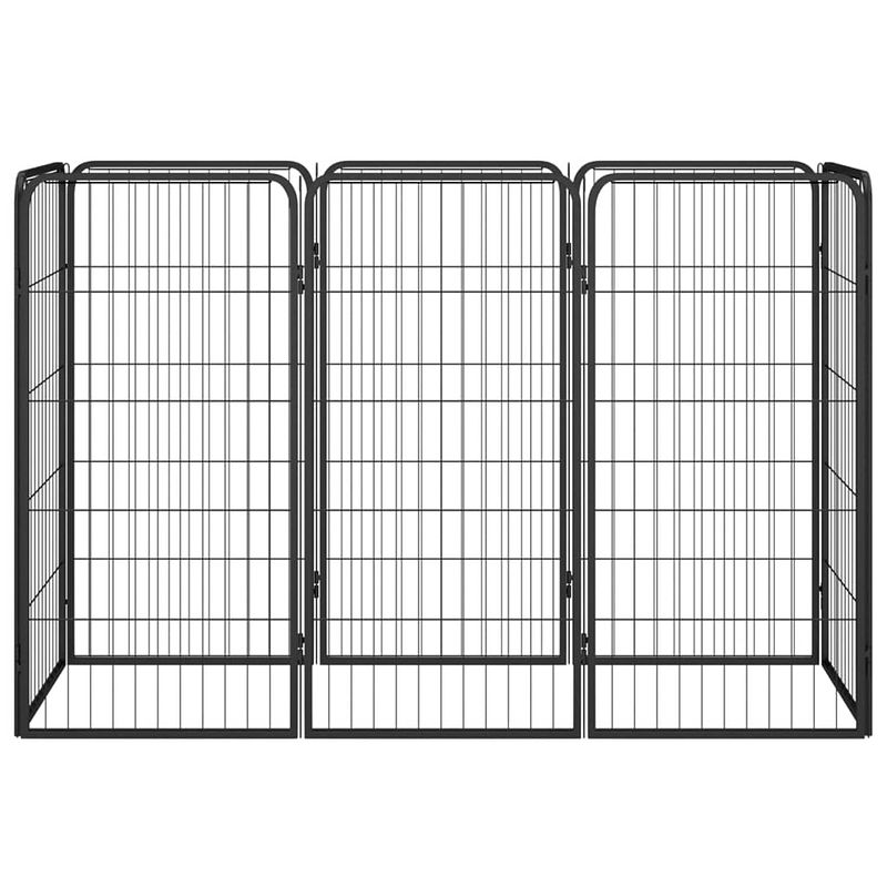 Foto van Infiori hondenkennel 8 panelen 50x100 cm gepoedercoat staal zwart