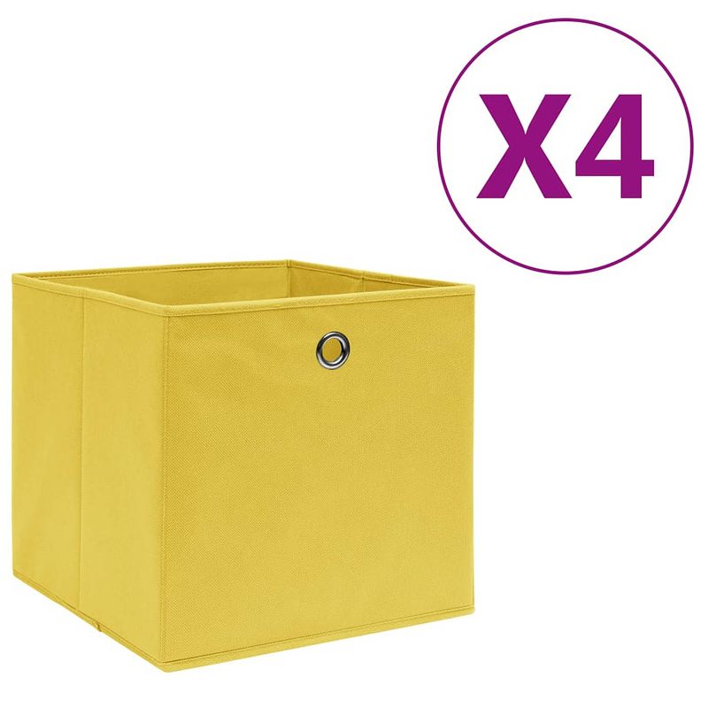 Foto van Vidaxl opbergboxen 4 st 28x28x28 cm nonwoven stof geel