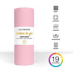 Foto van Jacobson - hoeslaken - 140x200cm - jersey katoen - tot 25cm matrasdikte - roze