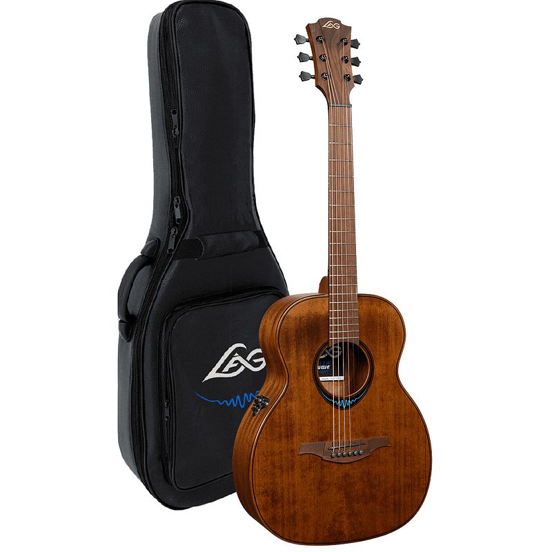 Foto van Lag guitars bluewave 1 tbw1te-brw e/a westerngitaar met effecten en bluetooth