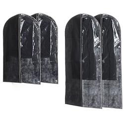 Foto van Set van 10x stuks kledinghoezen grijs 135/100 cm inclusief kledinghangers - kledinghoezen