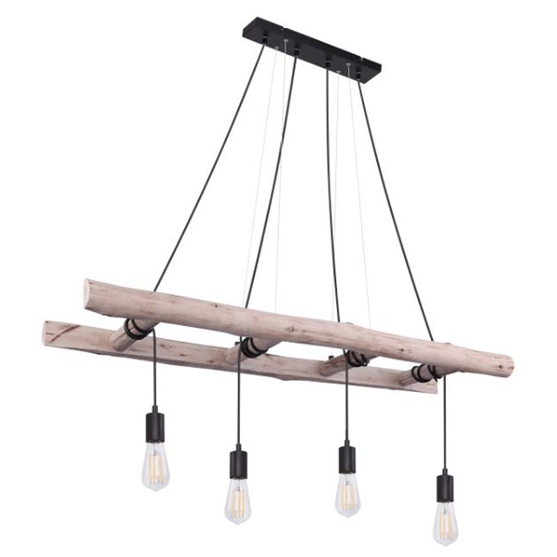 Foto van Landelijke hanglamp irmgard - l:115cm - e27 - hout - bruin