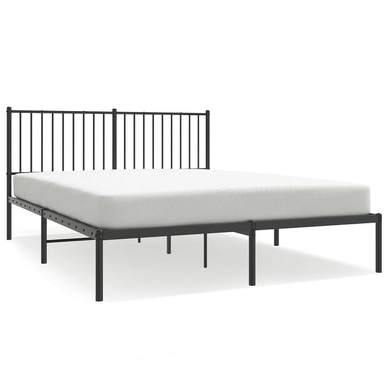 Foto van Vidaxl bedframe met hoofdbord metaal zwart 160x200 cm