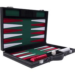 Foto van Backgammon spel - 15 inch - groen, rood & wit