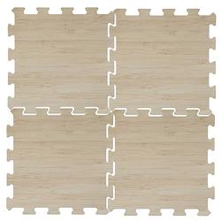 Foto van 16x stuks foam puzzelmat zwembadtegels/fitnesstegels hout 50 x 50 cm - speelkleden