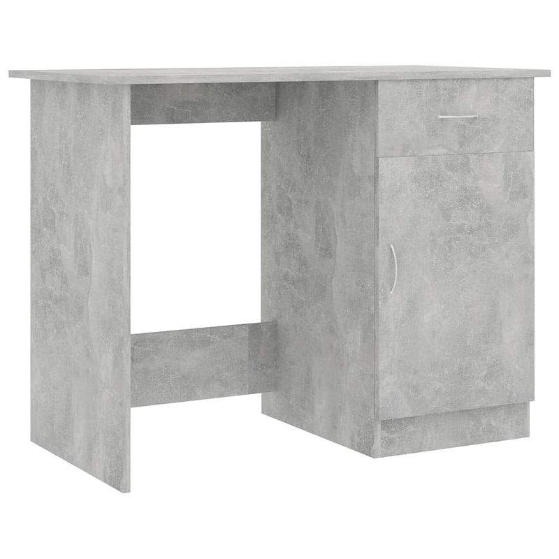 Foto van The living store bureau strak en modern - bewerkt hout - 100 x 50 x 76 cm - betongrijs