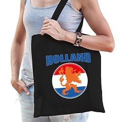 Foto van Holland oranje leeuw supporter cadeau tas zwart voor dames en heren - feest boodschappentassen