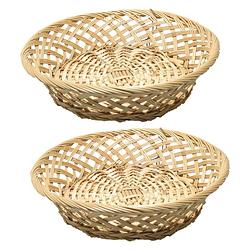 Foto van Broodmand rond - 2x - d33 cm - mandje rotan/riet - broodmand