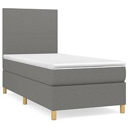 Foto van The living store boxspringbed donkergrijs 203x83x118/128 cm - pocketvering matras - middelharde ondersteuning -