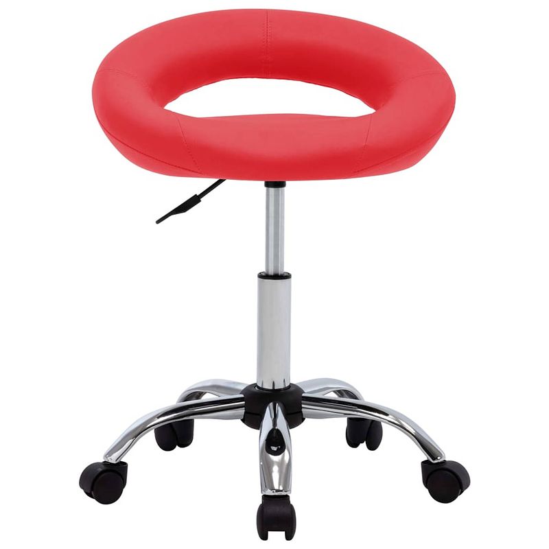 Foto van The living store draaibare eetstoelen - rood - kunstleer - verchroomd staal - 45 x 43 x (57.5 - 69.5) cm - set van 4