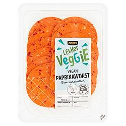 Foto van 2 voor € 4,50 | jumbo lekker veggie paprikaworst vegan 100g aanbieding bij jumbo