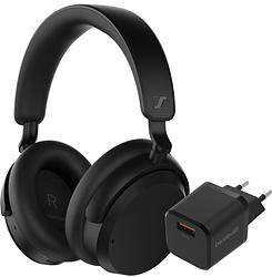 Foto van Sensennheiser accentum wireless zwart + bluebuilt quick charge oplader met usb a poort 18w