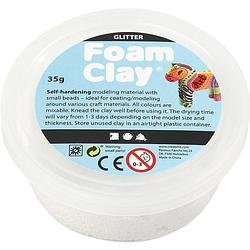 Foto van Foam clay klei glitter wit 35 gram (78813)