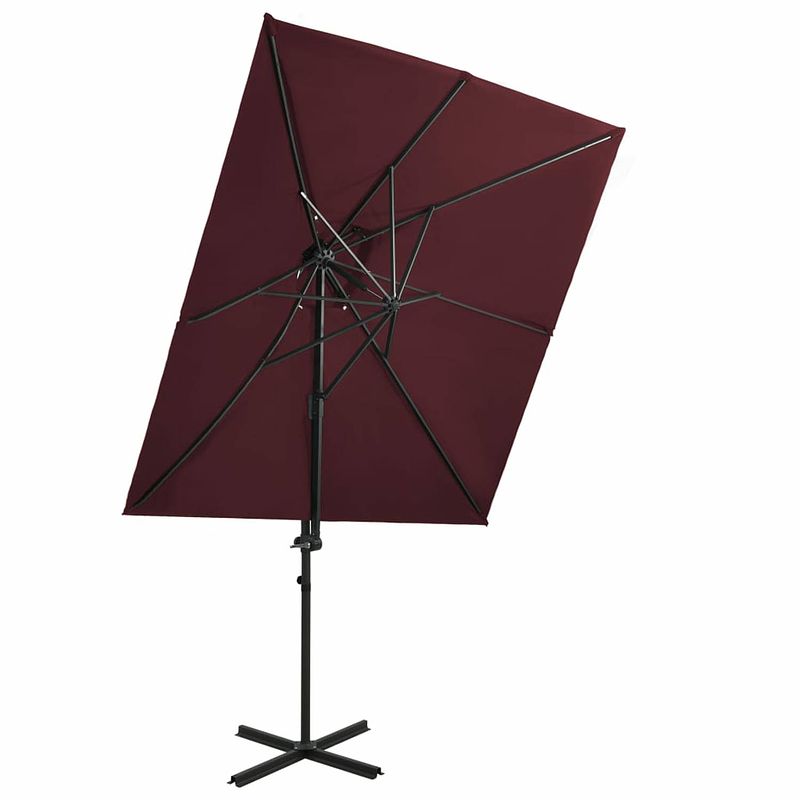 Foto van Vidaxl zweefparasol met dubbel dak 250x250 cm bordeauxrood