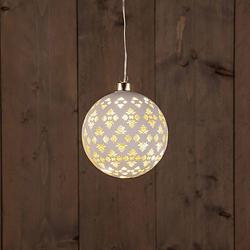 Foto van Anna'ss collection - b.o.t. glass ball baroque matt white 12 cm 10led