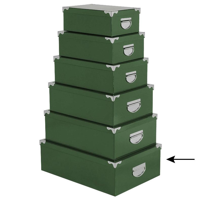 Foto van 5five opbergdoos/box - 2x - groen - l48 x b33.5 x h16 cm - stevig karton - greenbox - opbergbox