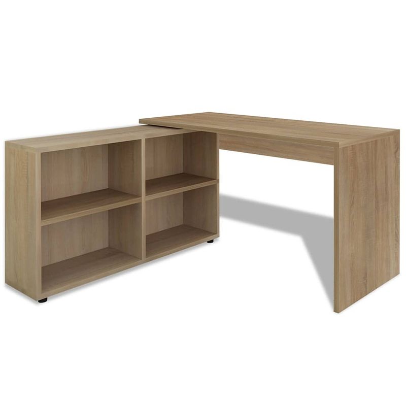 Foto van The living store bureau hoekbureau - 130 x 60 x 75 cm - eiken - bewerkt hout