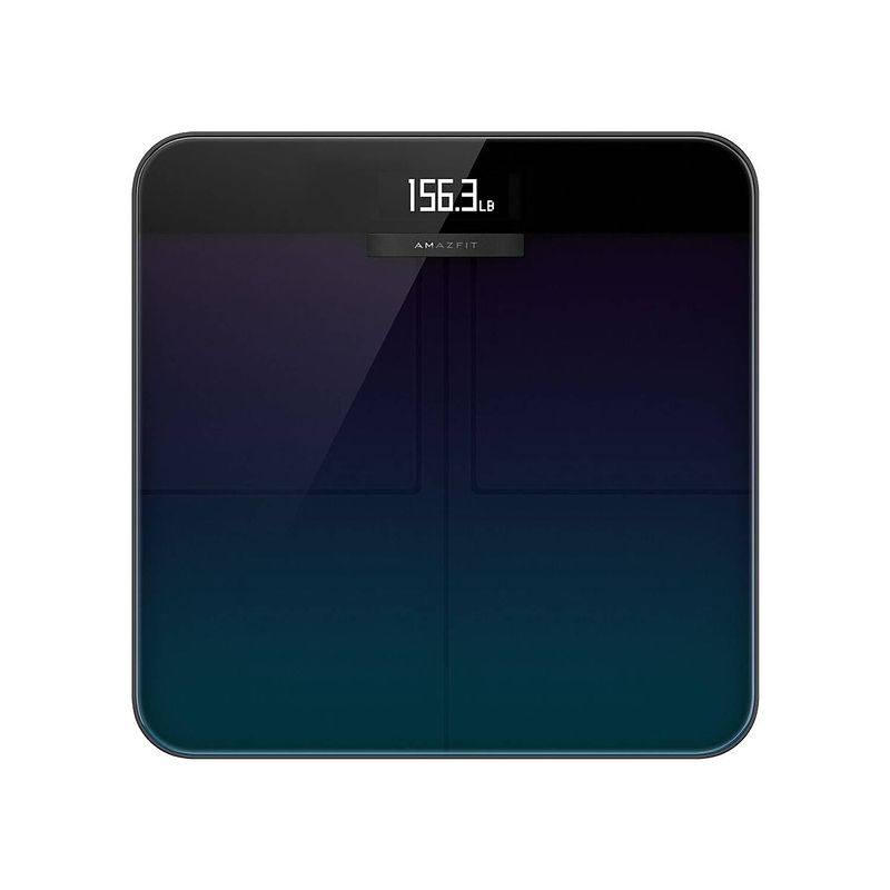 Foto van Digitale personenweegschaal amazfit smartscale aurora blauw aluminium 180 kg