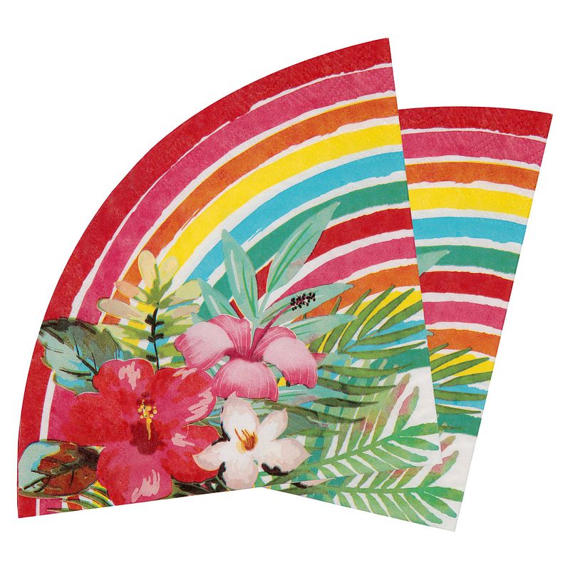 Foto van Santex tropical thema feest servetten - 40x - 16,5 x 8,5a cm - papier - hawaii themafeest - feestservetten