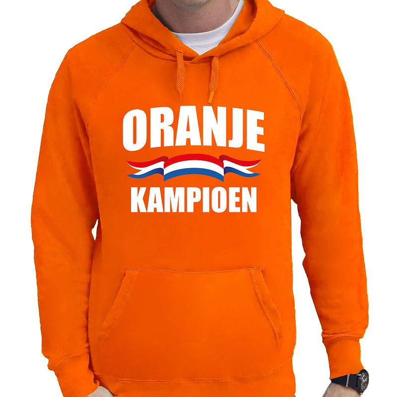 Foto van Oranje fan hoodie / sweater met capuchon holland oranje kampioen ek/ wk voor heren m - feesttruien