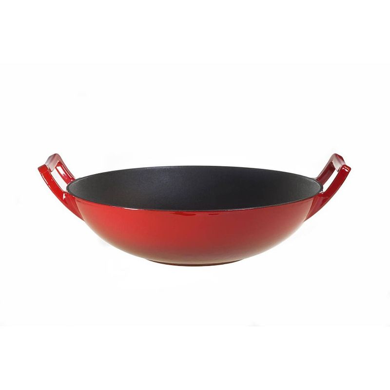 Foto van Relance wadjan wok-set - wokpan - gietijzer - 36 cm - rood