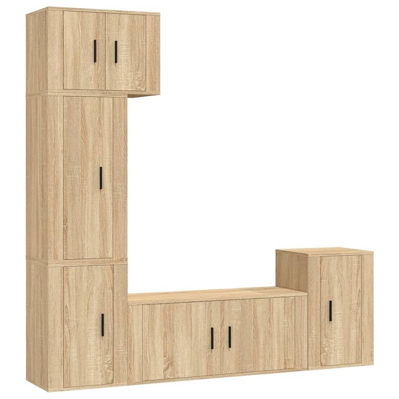 Foto van The living store tv-meubelset - sonoma eiken - 57x34.5x40 cm - 100x34.5x40 cm - 40x34.5x60 cm - 40x34.5x80 cm