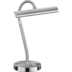 Foto van Led bureaulamp - trion curty - 4w - warm wit 3000k - dimbaar - rond - mat nikkel - aluminium