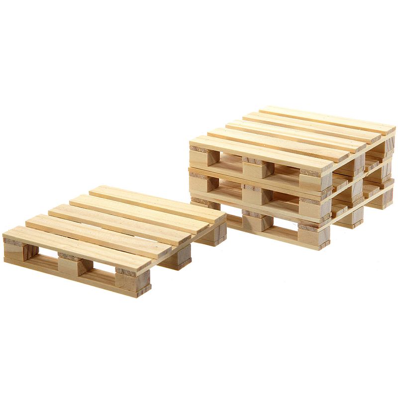 Foto van Set van 4x stuks houten pallet glazen onderzetters 10 x 10 cm - glazenonderzetters