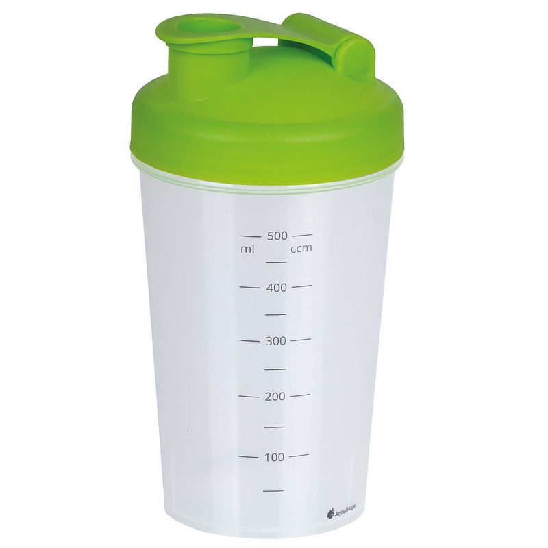 Foto van Juypal shakebeker/shaker/bidon - 600 ml - groen - kunststof - shakebekers