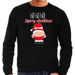 Foto van Bellatio decorations foute kersttrui/sweater heren - kerstman - zwart - merry christmas xl - kerst truien