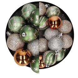 Foto van Atmosphera kerstballen - 27x - champagne/oker/groen - 4 en 5 cm - kerstbal