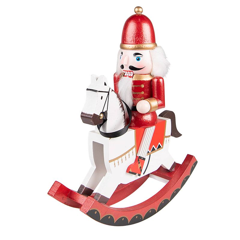 Foto van Haes deco - kerst notenkraker kleur rood, 24x9x30 cm, kerstfiguur - kerstdecoratie