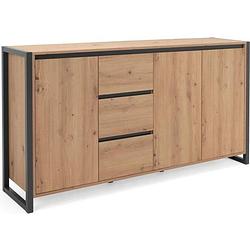 Foto van Denver dressoir met 3 deuren en 3 laden - craftsman eiken decor / antraciet - l 160 x d 40 x h 88 cm