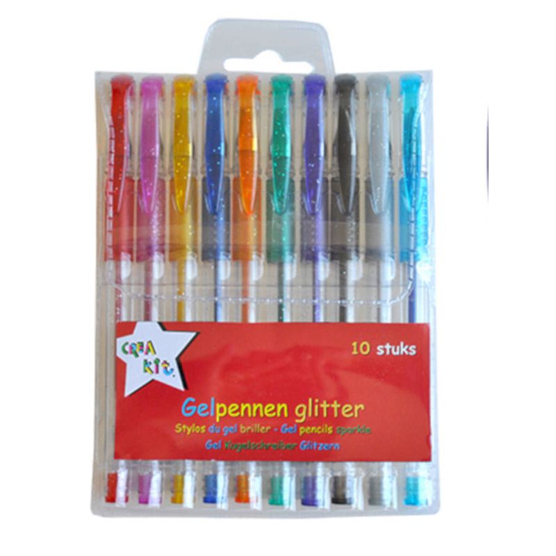 Foto van Crea-kit gelpennen glitter junior 12 cm 10 stuks