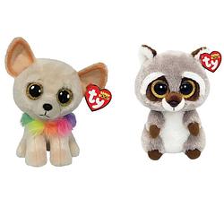 Foto van Ty - knuffel - beanie boo's - chewey chihuahua & racoon