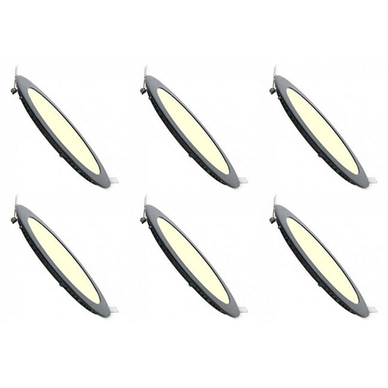 Foto van Led downlight slim 6 pack - inbouw rond 3w - warm wit 3000k - mat zwart aluminium - ø90mm