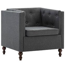 Foto van The living store chesterfield fauteuil - donkergrijs - 72 x 68 x 70 cm - houten frame - polyester