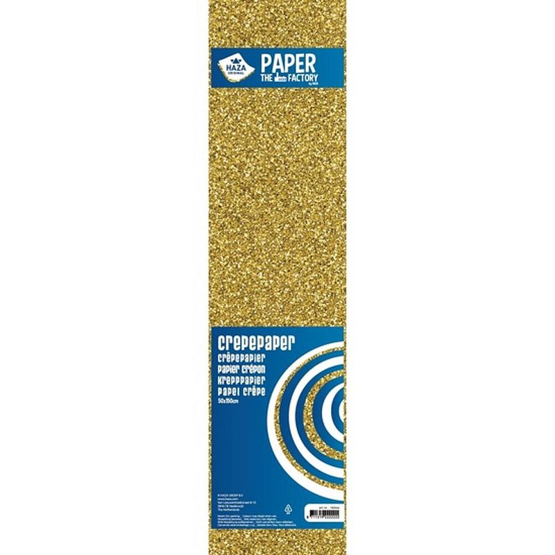 Foto van 3x hobby crepe alu papier gouden glitters 150 x 50 cm - hobbypapier